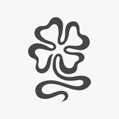 Four leaf clover symbol. Luck patrick's day illustration icon in flat line handwrite style. Fortune superstition symbol sign. Vector illustration.