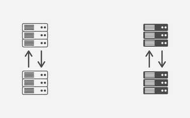 Data transfer outline and filled vector icon sign symbol