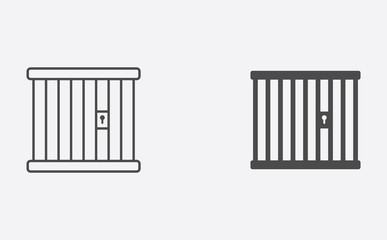 Jail outline and filled vector icon sign symbol