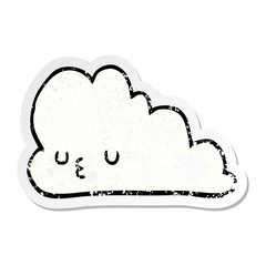 distressed sticker of a cute cartoon cloud