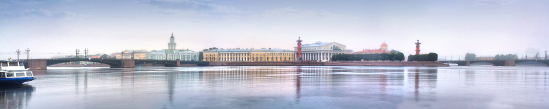 Panorama of the Neva and the Spit of Vasilievsky island in St. Petersburg