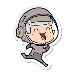 sticker of a happy cartoon astronaut