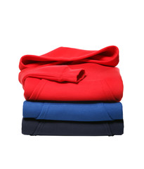 stack of hooded sweater isolated on white