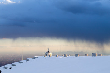 First world war memorial during storm, Italy landmark