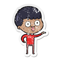 distressed sticker of a cartoon man staring