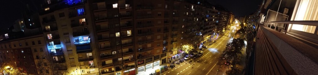 Fototapeta na wymiar Panoramic Barcelona View. Urban street. Spain