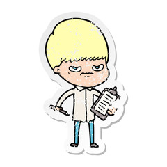 distressed sticker of a cartoon boy