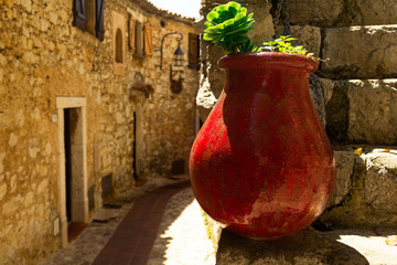 Street in medieval Eze village at french Riviera coast, Provence, France