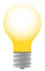 glowing light bulb vector illustration on white