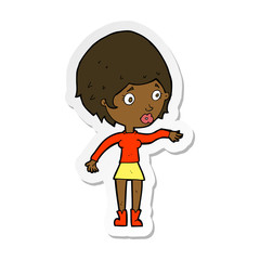 sticker of a cartoon concerned woman reaching out