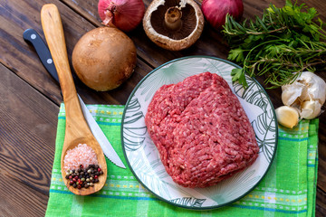 Cutlets of mince on a white background