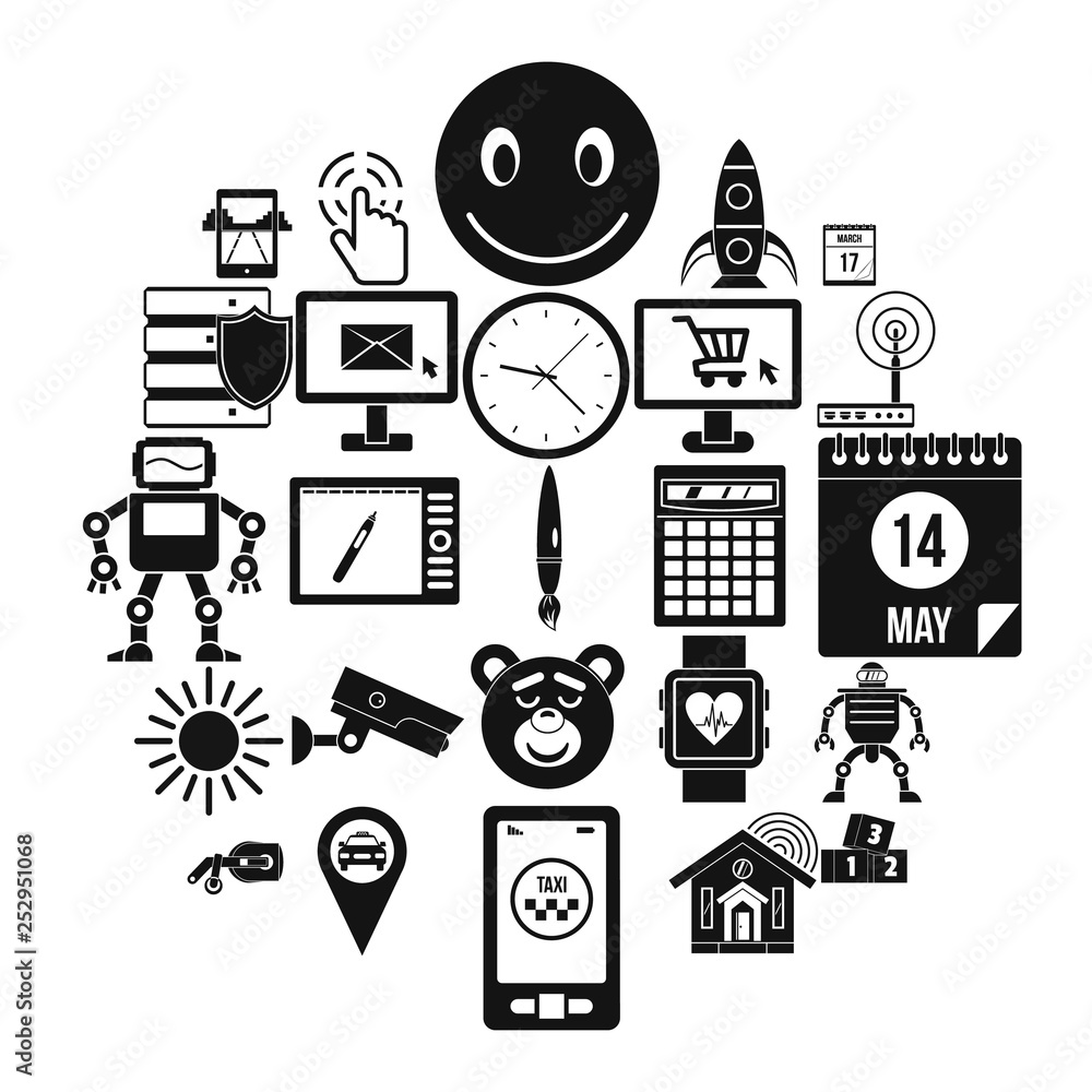 Poster hardware icons set. simple set of 25 hardware icons for web isolated on white background