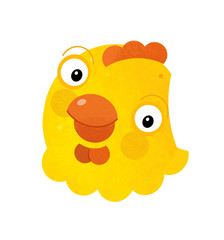 cartoon scene with chicken hen body part on white background - illustration for children