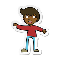 sticker of a cartoon excited boy