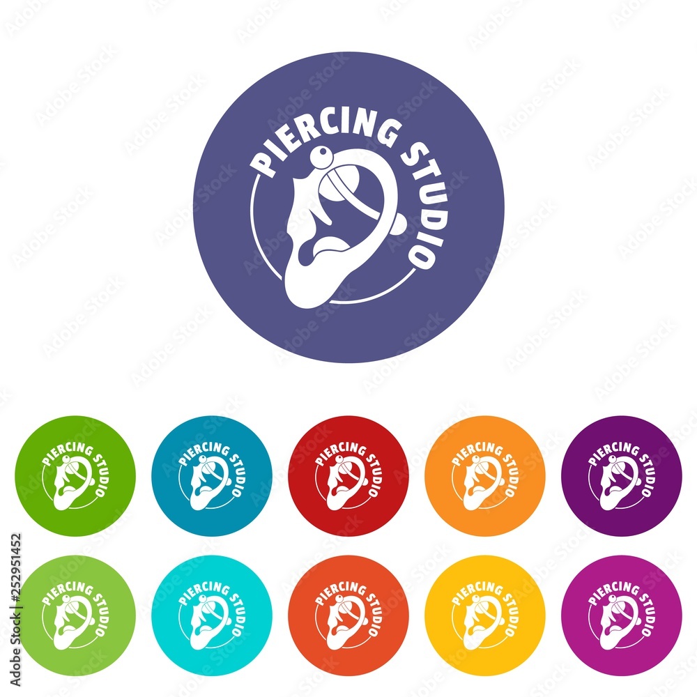 Poster piercing icons color set vector for any web design on white background