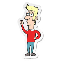 sticker of a cartoon man waving