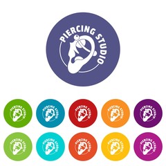 Piercing icons color set vector for any web design on white background