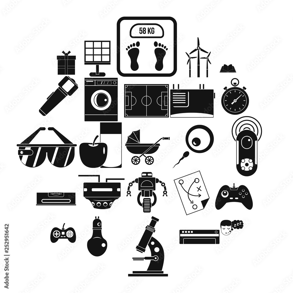 Poster robot icons set. simple set of 25 robot icons for web isolated on white background