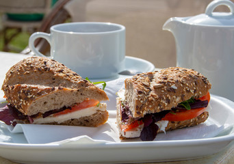 Diet sandwich low-calorie breakfast on the street