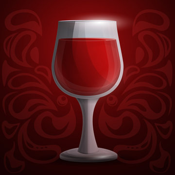 poster with a glass of red wine, vector illustration