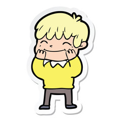 sticker of a cartoon happy boy