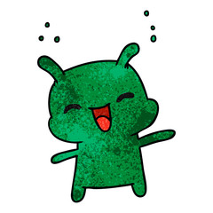 textured cartoon kawaii cute happy alien