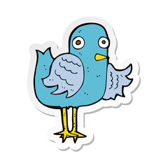 sticker of a cartoon bird waving wing