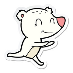 sticker of a running polar bear cartoon