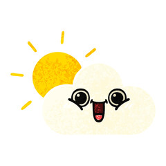 retro illustration style cartoon sun and cloud