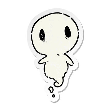 distressed sticker of a cartoon ghost