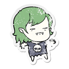 distressed sticker of a cartoon undead vampire girl