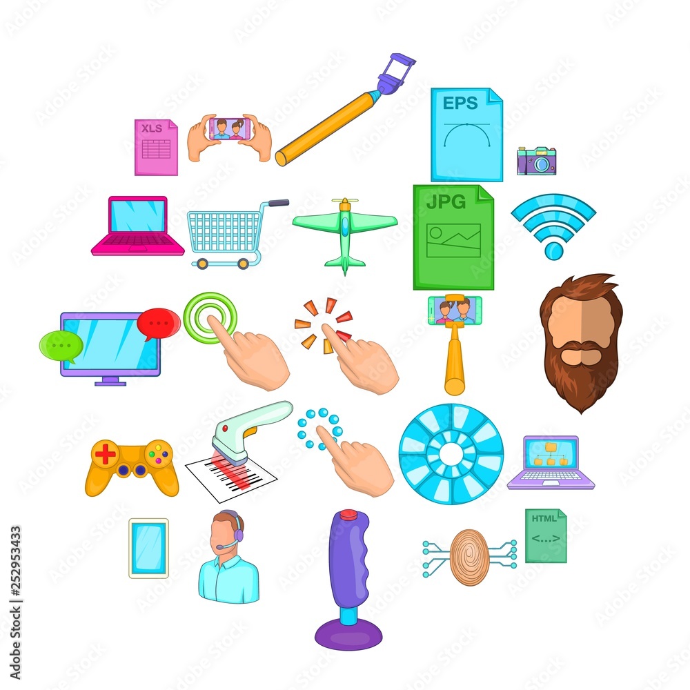 Poster game console icons set. cartoon set of 25 game console vector icons for web isolated on white backgr
