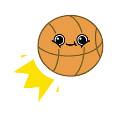 flat color retro cartoon basketball