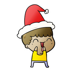 gradient cartoon of a happy man wearing santa hat