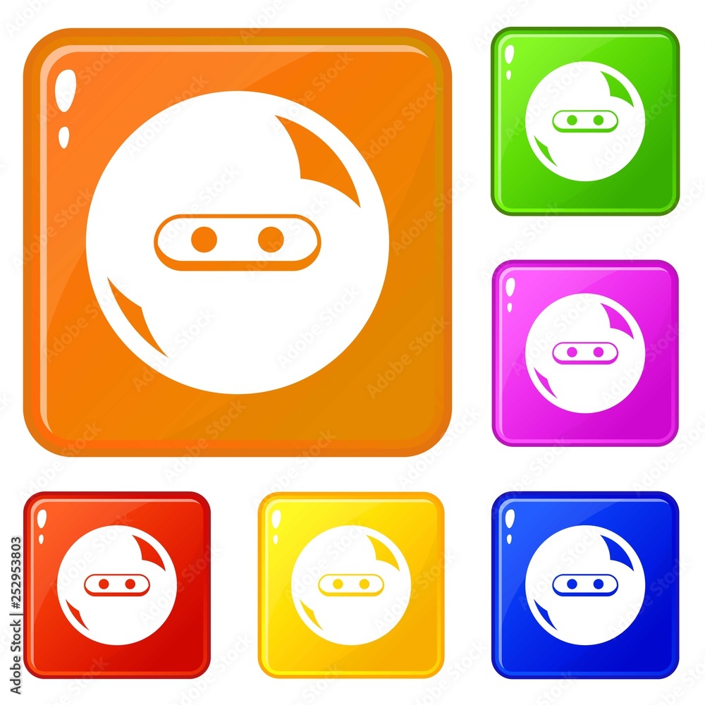 Poster round button icons set collection vector 6 color isolated on white background