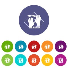 Tattoo gloves icons color set vector for any web design on white background