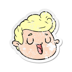 distressed sticker of a cartoon male face