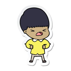 sticker of a cartoon stressed man