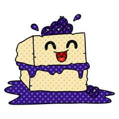 quirky comic book style cartoon happy cake slice