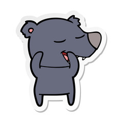 distressed sticker of a cartoon bear