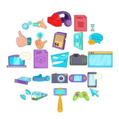 File sharing icons set. Cartoon set of 25 file sharing vector icons for web isolated on white background