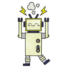 retro grunge texture cartoon robot