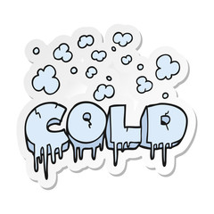 sticker of a cartoon cold text symbol