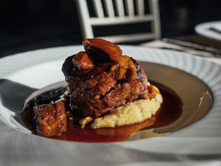 Tasty veal meat in luxury restaurant