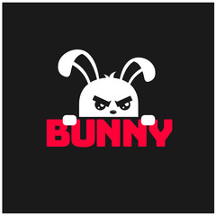 Angry rabbit vector logo template