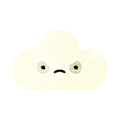 retro illustration style cartoon white cloud