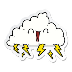 sticker of a cartoon thundercloud