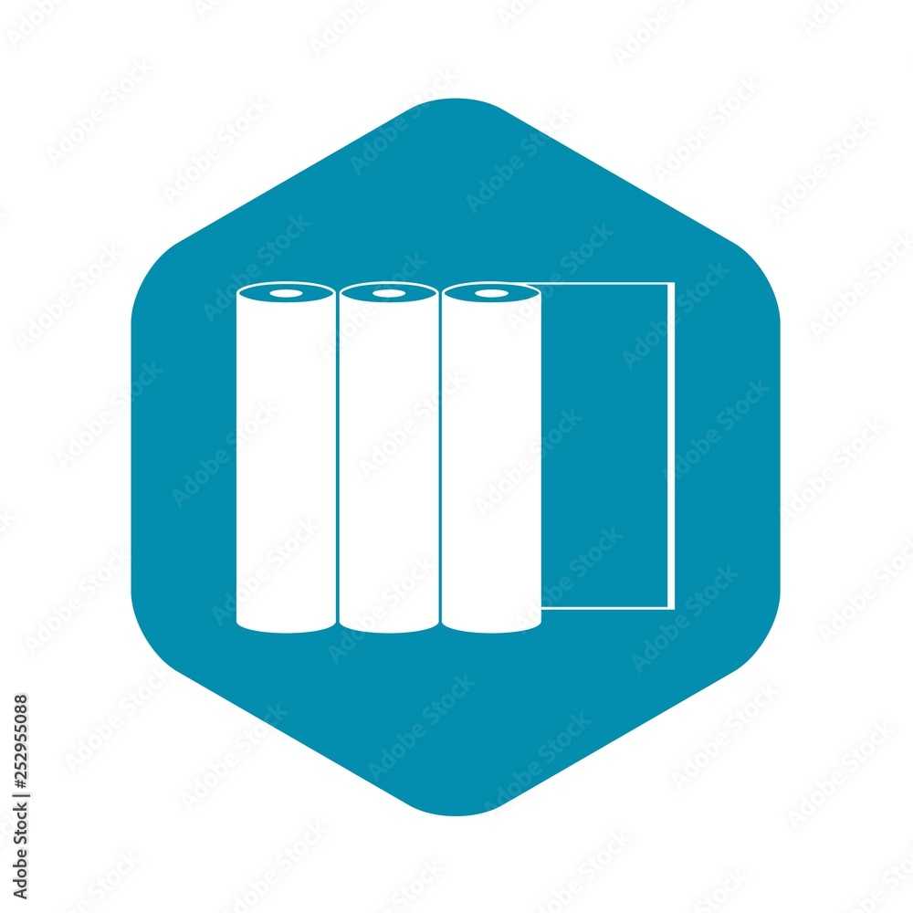 Poster rolls of paper icon in simple style on a green background