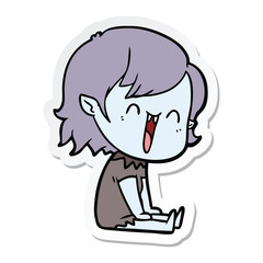 sticker of a cute cartoon happy vampire girl