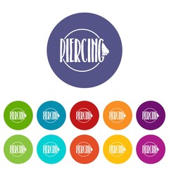 Nose piercing icons color set vector for any web design on white background